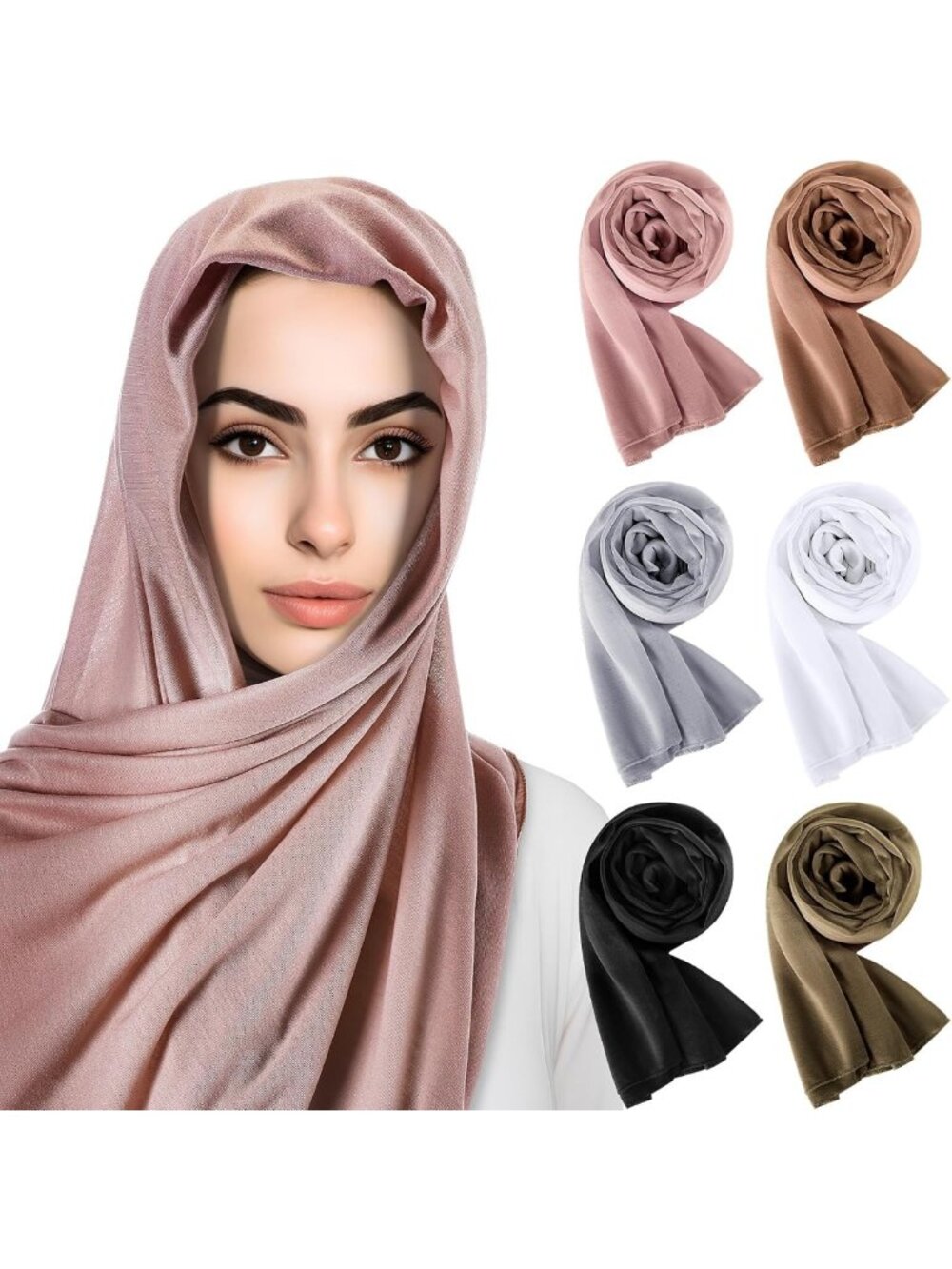6 Pack Stylish Hijab Scarves for Women | Versatile Head Wraps & Fashion